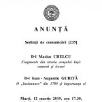 Image for 12  martie  2019 – Şedinţă de comunicări: Marius  CHELCU, Ioan – Augustin  GURIŢĂ