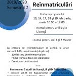 Image for Reînmatriculări în semestrul al II-lea ( anul universitar 2019/2020)